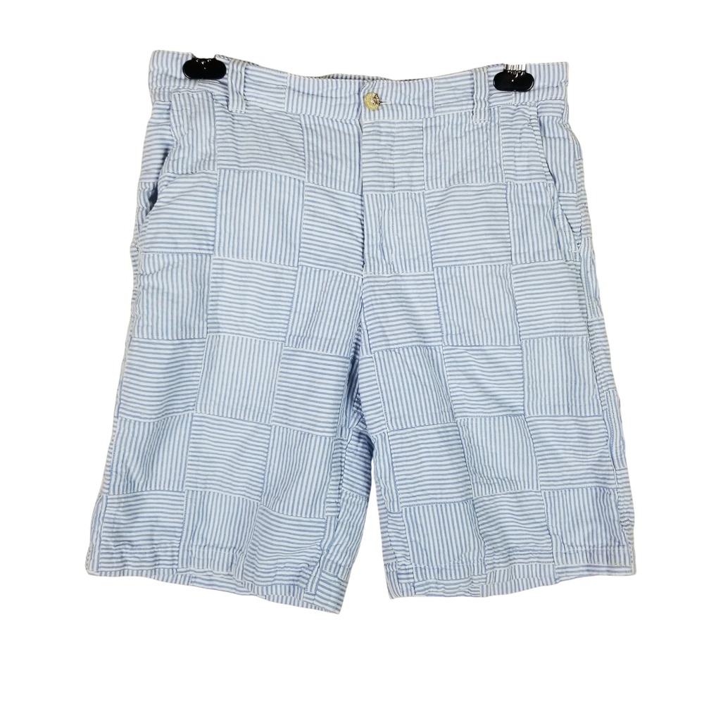 Cape Madras Patchwork Shorts Women 4 Blue White Striped Seersucker Cotton Casual